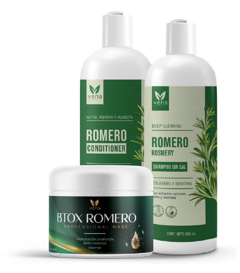 Trio Pack de Romero: Shampoo, Acondicionador y Botox